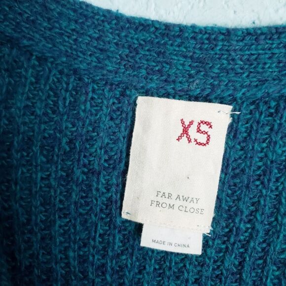 Anthropologie Far Away From Close Teal Wool Blend Cardigan - Picture 4 of 9